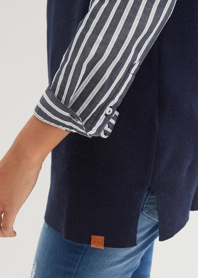 Oversized spencer met capuchon • donkerblauw gemêleerd • product-page.page-title-suffix