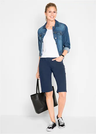 Stretchbermuda (set van 2) • donkerblauw+lichtblauw denim • bonprix online shop