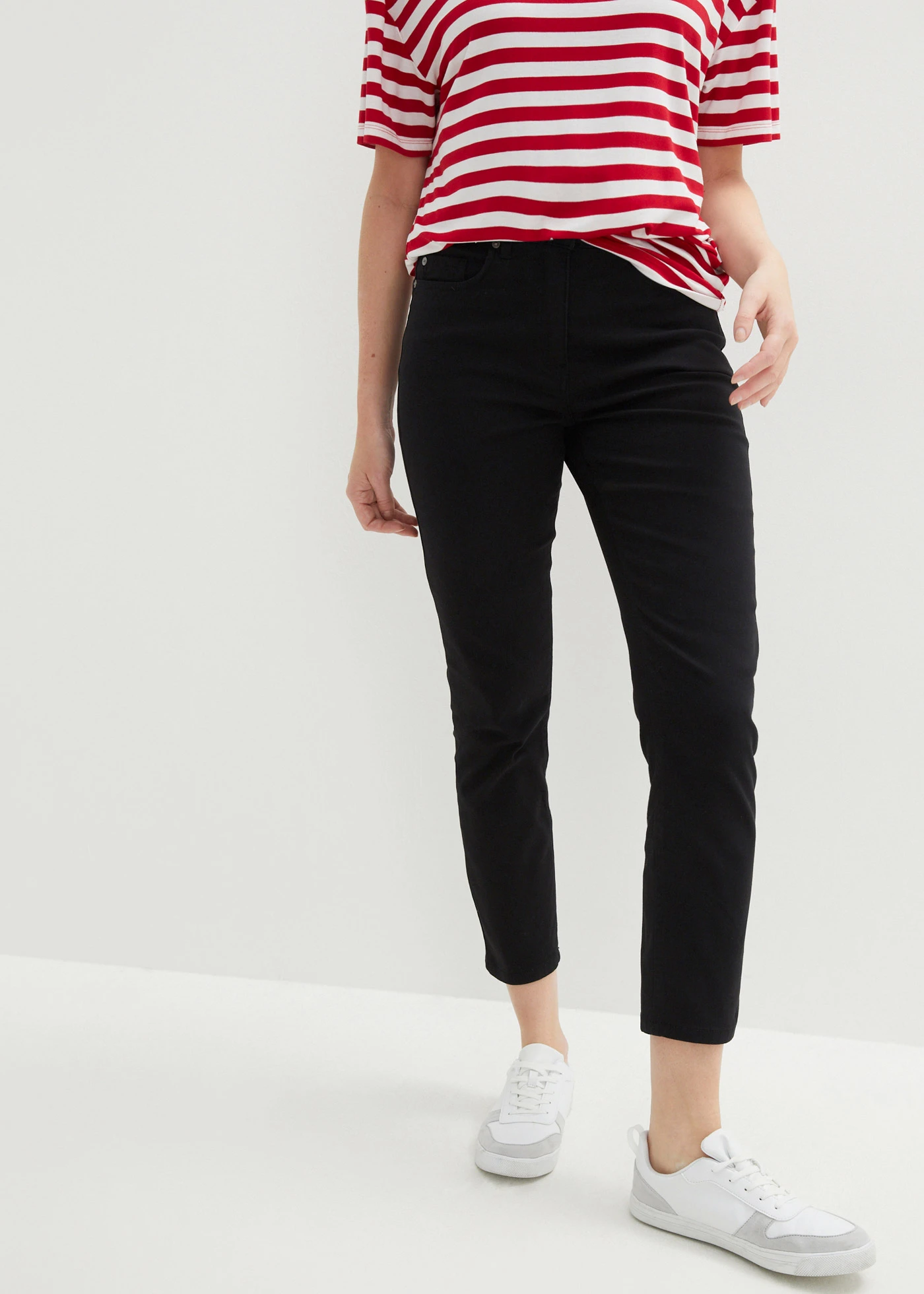 7/8 slim fit stretch broek, high waist • zwart • bonprix online shop