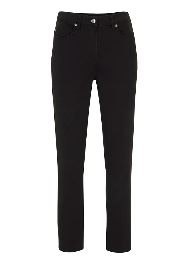 7/8 slim fit stretch broek, high waist • zwart • bonprix online shop