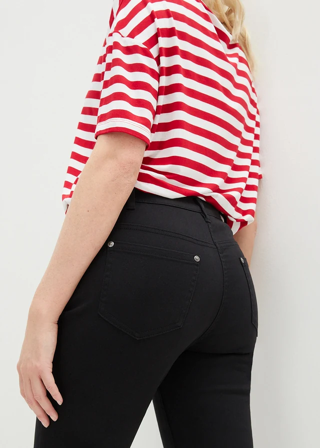 7/8 slim fit stretch broek, high waist • zwart • product-page.page-title-suffix