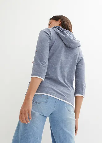 Triko s kapucí • kouřově modro-bílý melír • bonprix obchod