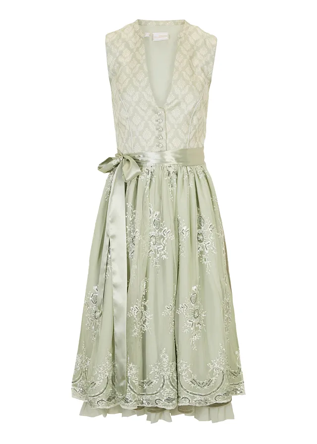Dirndl et tablier (ens. 2 pces), Couleur: gris vert