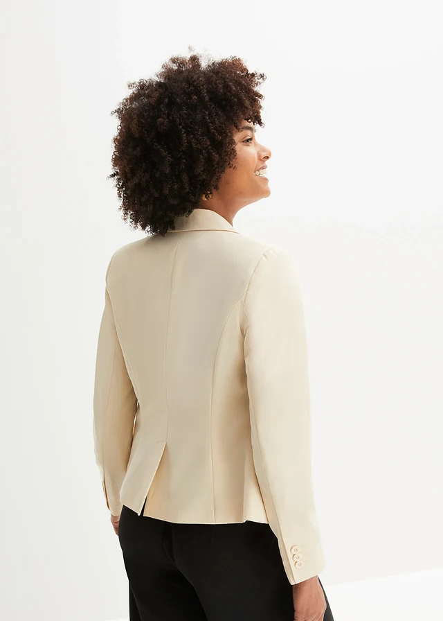 Blazer court avec poches à rabat, Couleur: beige galet