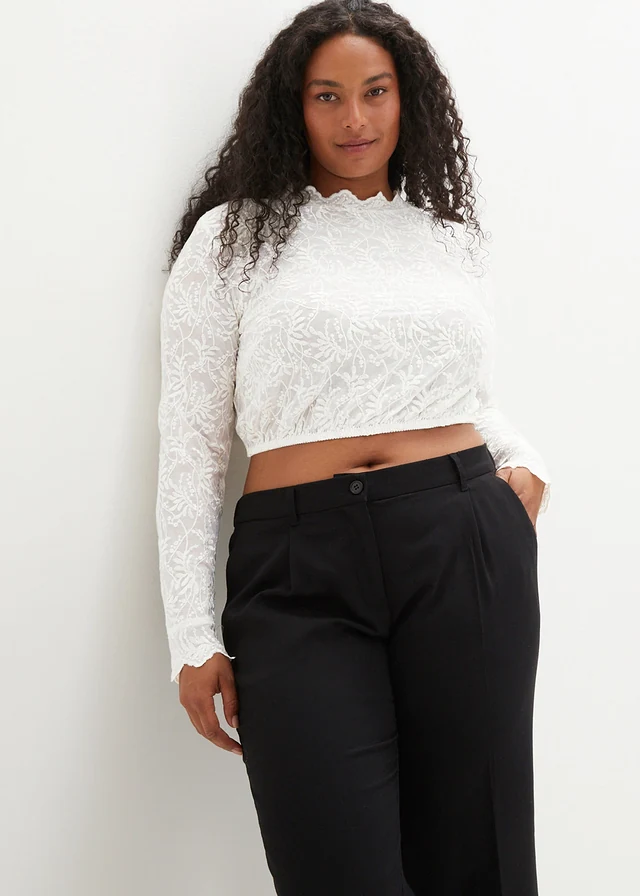 Blouse Dirndl en dentelle, manches longues, Couleur: blanc cassé