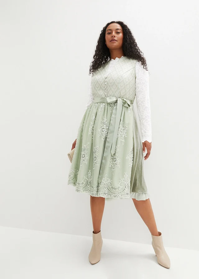 Blouse Dirndl en dentelle, manches longues, Couleur: blanc cassé