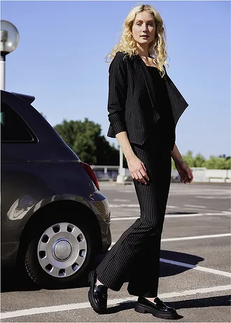 Pantalon à fines rayures • noir-gris rayures verticales • Boutique bonprix