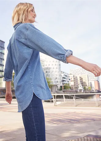Strečová džínová halenka Oversize • modrý denim • bonprix obchod