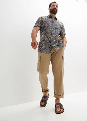 Košile z lehkého letního materiálu, krátký rukáv, barva: tmavě modrá s kašmírovým vzorem