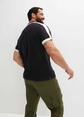 Piqué poloshirt, Kleur: zwart/wit