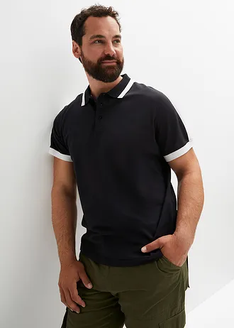Piqué poloshirt, Kleur: zwart/wit