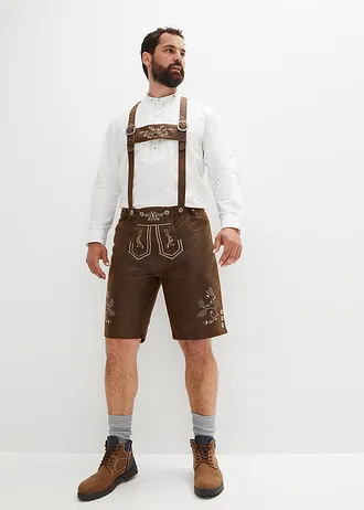 Tiroler bermuda van imitatieleer, Kleur: bruin