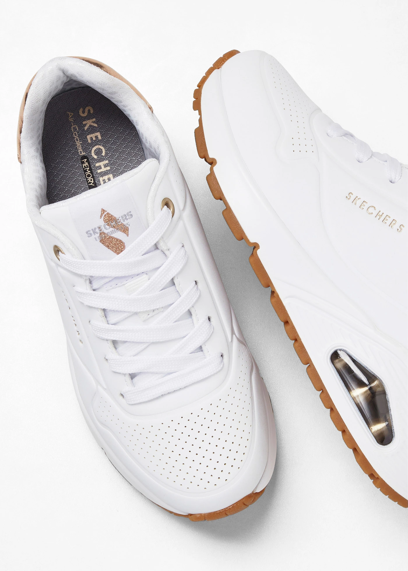 Detské tenisky Skechers s pamäťovou penou • biela/zlatá • obchod bonprix