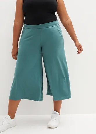 Pantaloni culotte de casă, cu crac larg, culoare: gri/verde