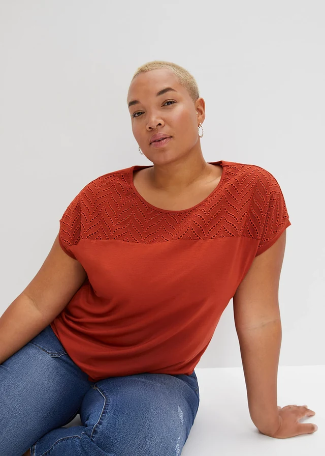 Shirt van soepele viscose, Kleur: karmijnrood