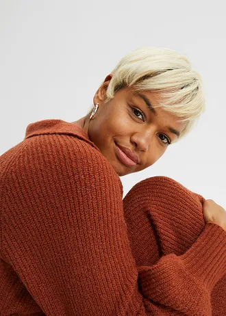 Maxi kötött övvel (2-részes szett) • barna • bonprix áruház