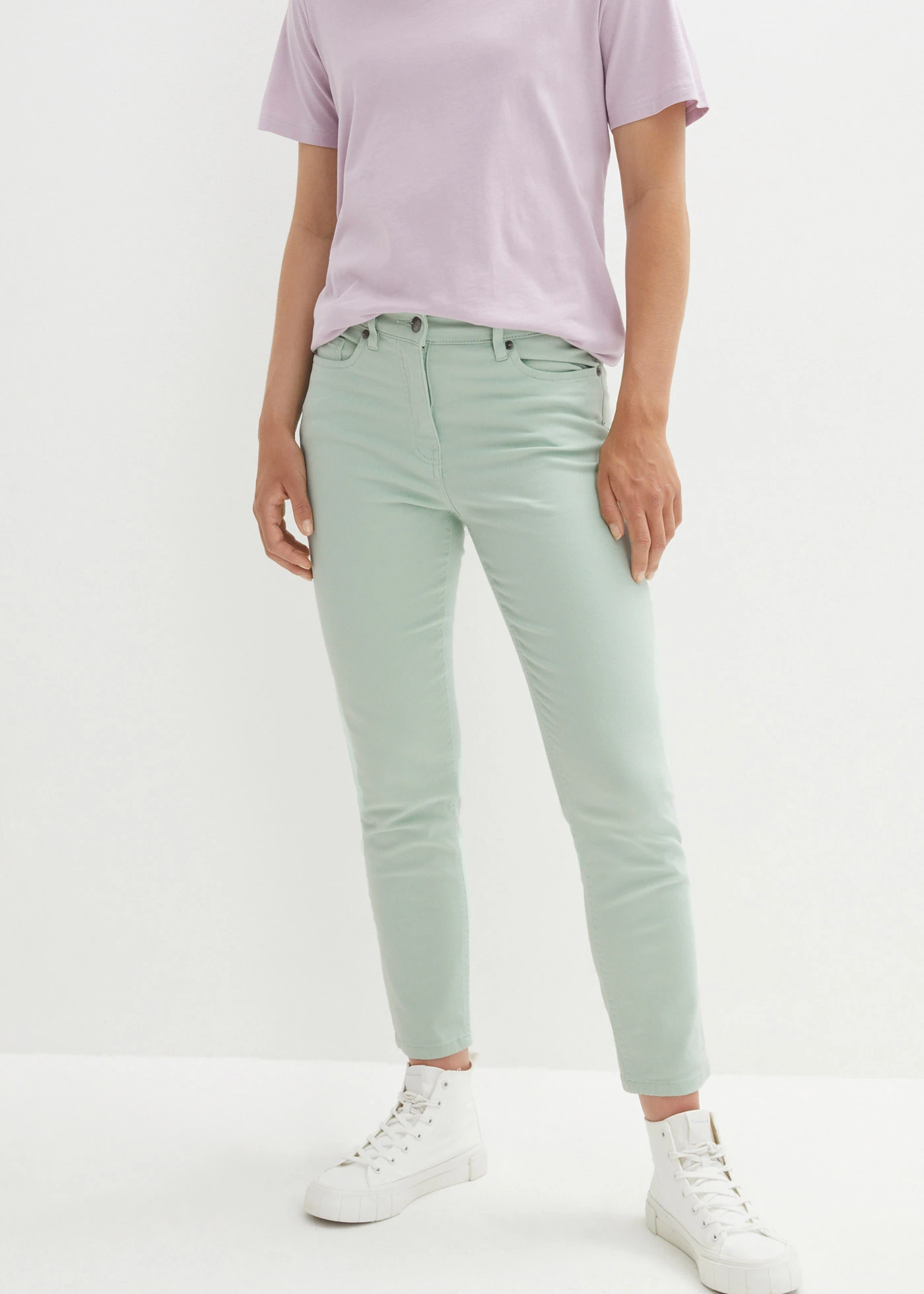 7/8 strečové kalhoty, High Waist • světle rákosová • bonprix obchod