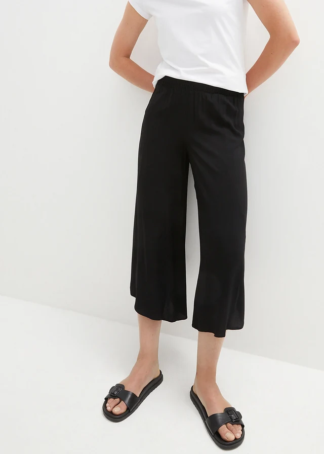 Cropped culotte van zachte viscose • zwart • product-page.page-title-suffix