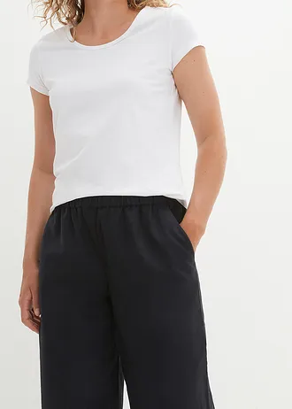 Spodnie 3/4 z przewiewnej mieszanki lnu • czarny • sklep bonprix