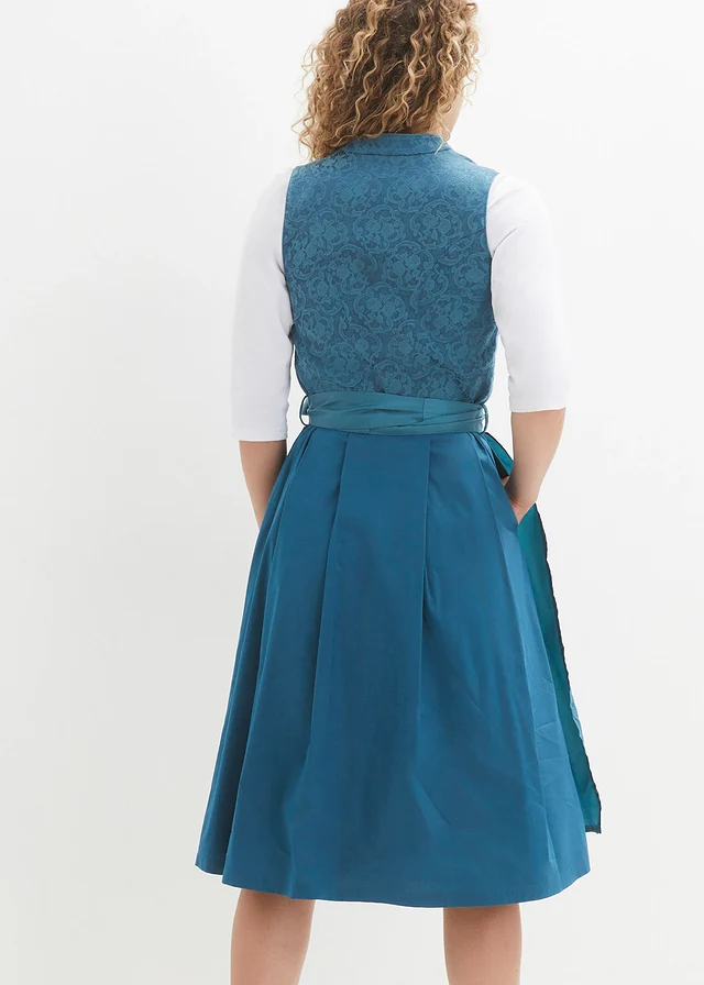 Dirndl à motif jacquard et tablier longueur midi (Ens. 2 pces.) • pétrole/pétrole mat • product-page.page-title-suffix