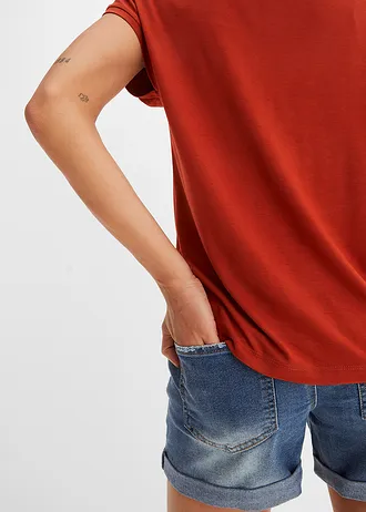 T-shirt en dentelle, en viscose douce • rouge carmin • Boutique bonprix