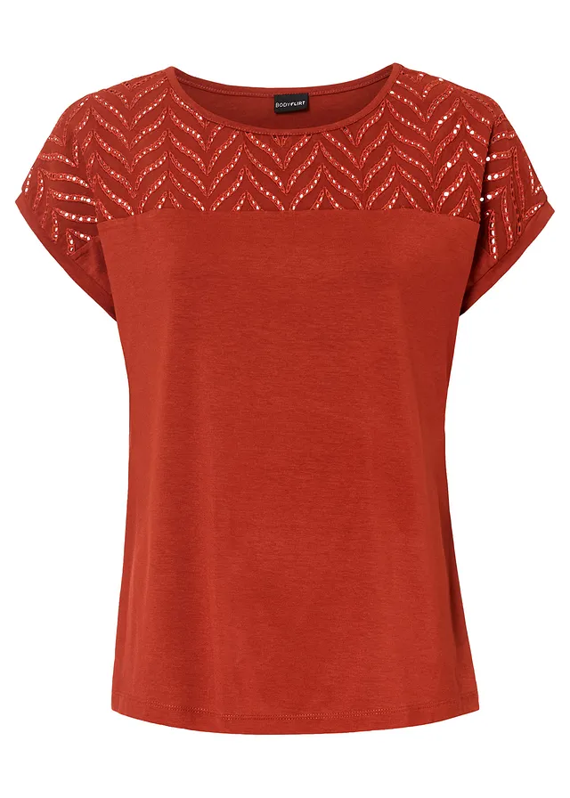 T-shirt en dentelle, en viscose douce • rouge carmin • Boutique bonprix