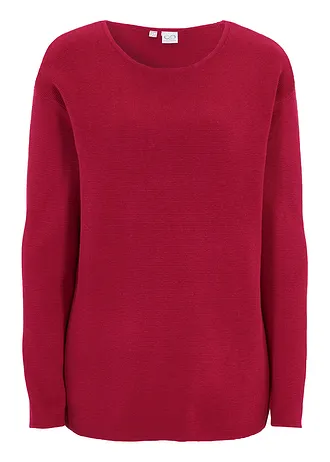 Svetr z úpletu Milano Rib s kulatým výstřihem • bobulová pink • bonprix obchod