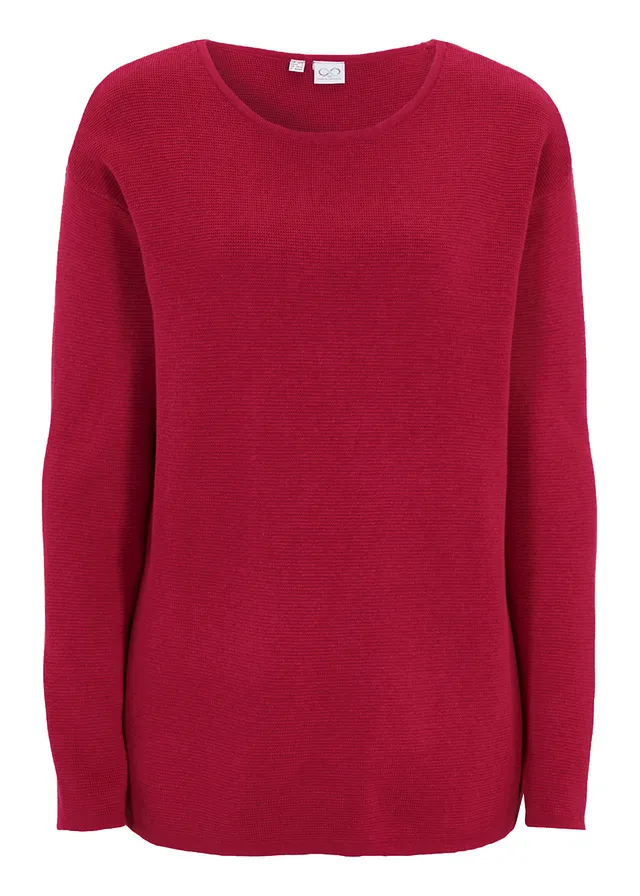 Svetr z úpletu Milano Rib s kulatým výstřihem • bobulová pink • bonprix obchod