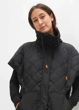 Veste sans manches matelassée oversize, déperlant • noir • Boutique bonprix