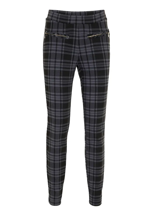 Pantalon en jersey, Couleur: noir-gris fumé carreaux