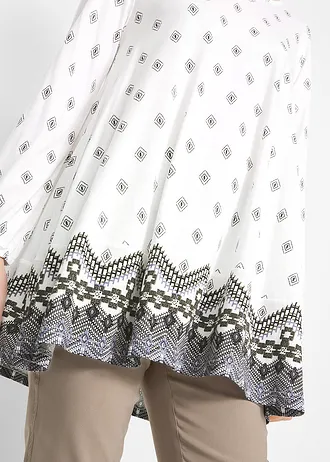 Extra wijde shirt tuniek in een katoen-mix • wolwit grafische print • bonprix online shop