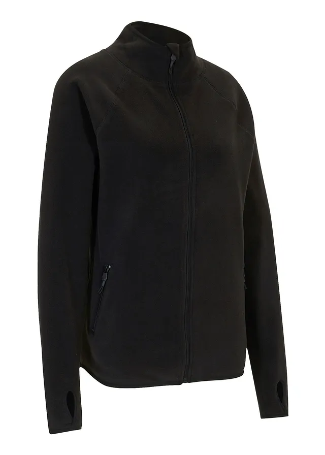 Veste polaire à poches zippées, Couleur: noir