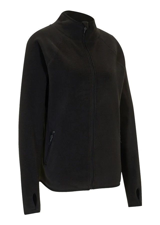 Fleece vest met ritszakken, Kleur: zwart