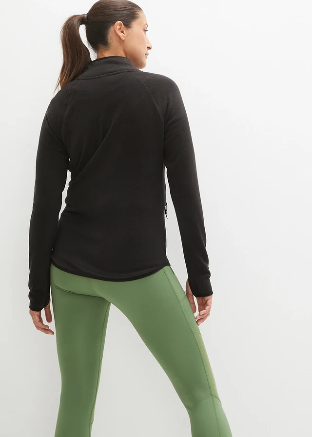 Fleece vest met ritszakken, Kleur: zwart