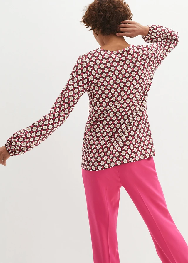 T-shirt manches longues • rouge châtaigne/rose imprimé • product-page.page-title-suffix