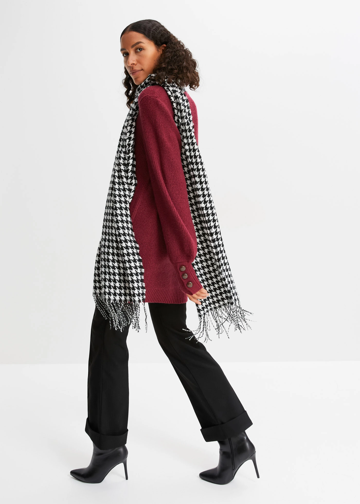 Dlouhý svetr s knoflíky • rododendronově červená • bonprix obchod