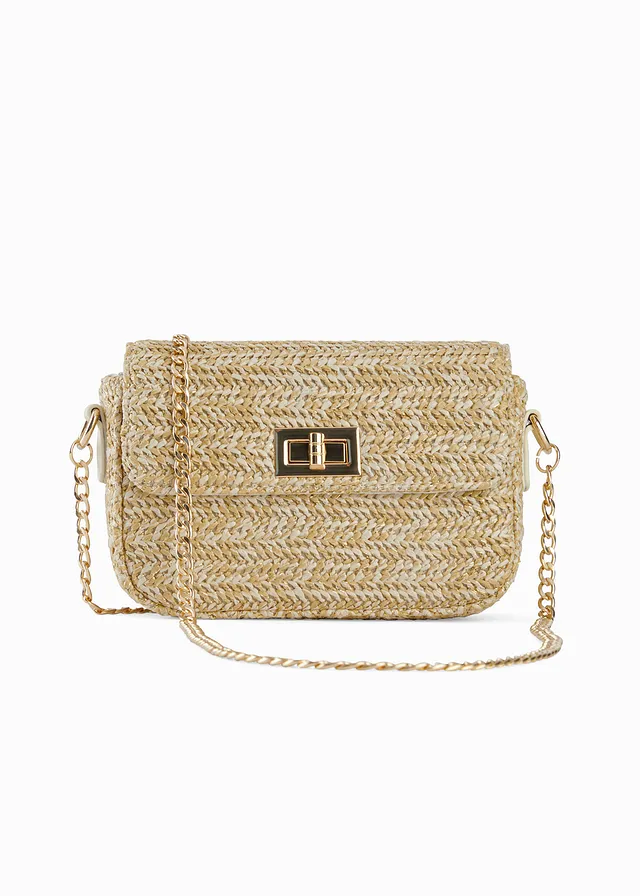 Slamená kabelka crossbody v slamenom vzhľade