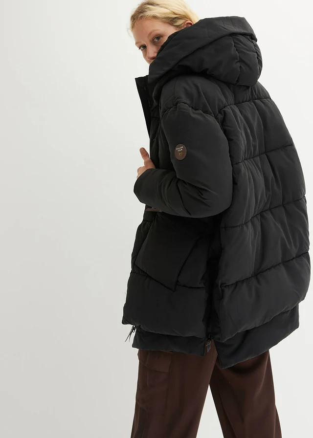 Kurtka zimowa oversize z kapturem • czarny • sklep bonprix