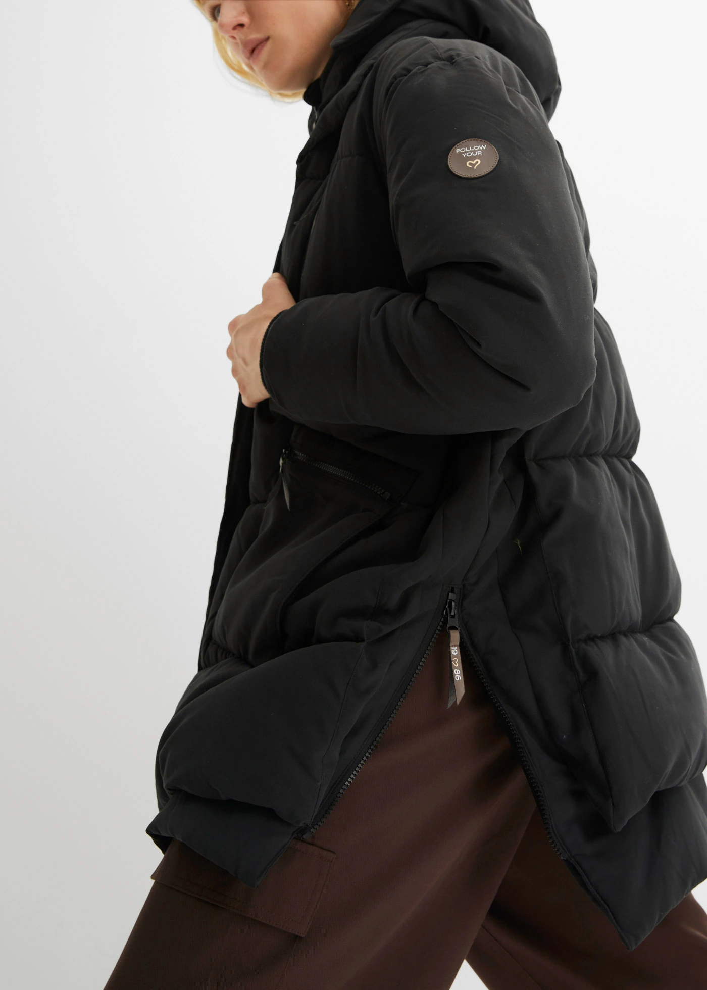 Oversized winterjas met capuchon • zwart • bonprix online shop