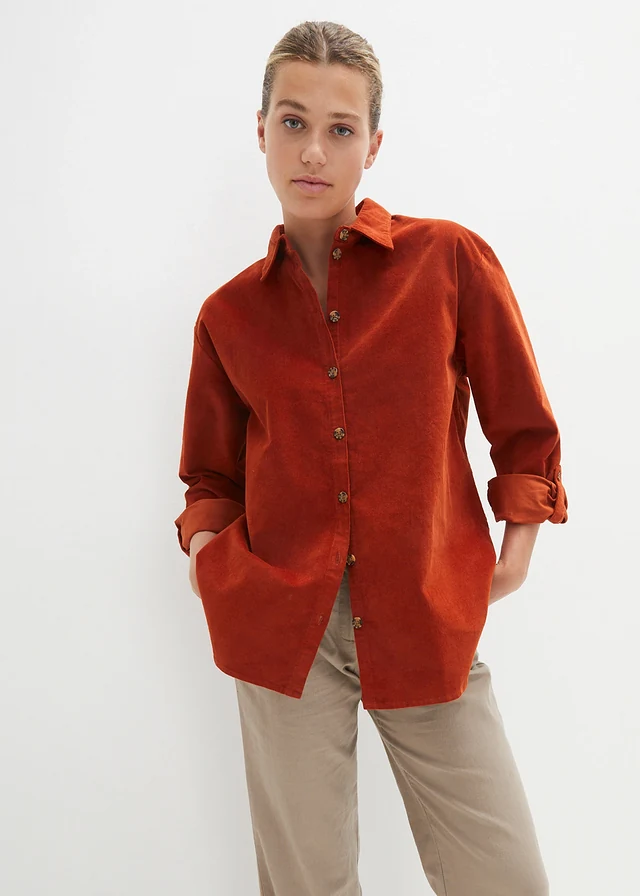 Chemise en velours côtelé avec fentes sur le côté • rouille • product-page.page-title-suffix