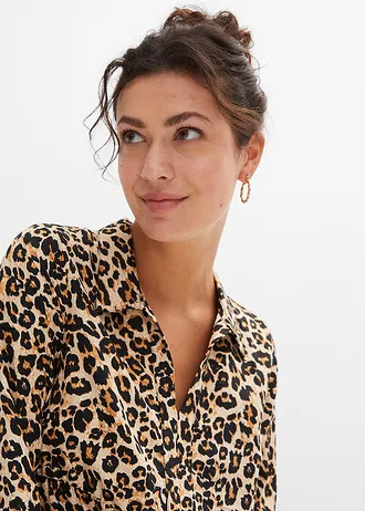 Šaty so zvieracou potlačou • kriedovo béžová-hnedá leopard potlačená • obchod bonprix
