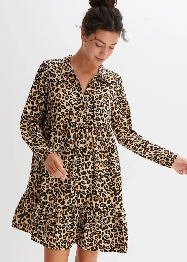 Robe-tunique, Couleur: beige craie/marron léopard