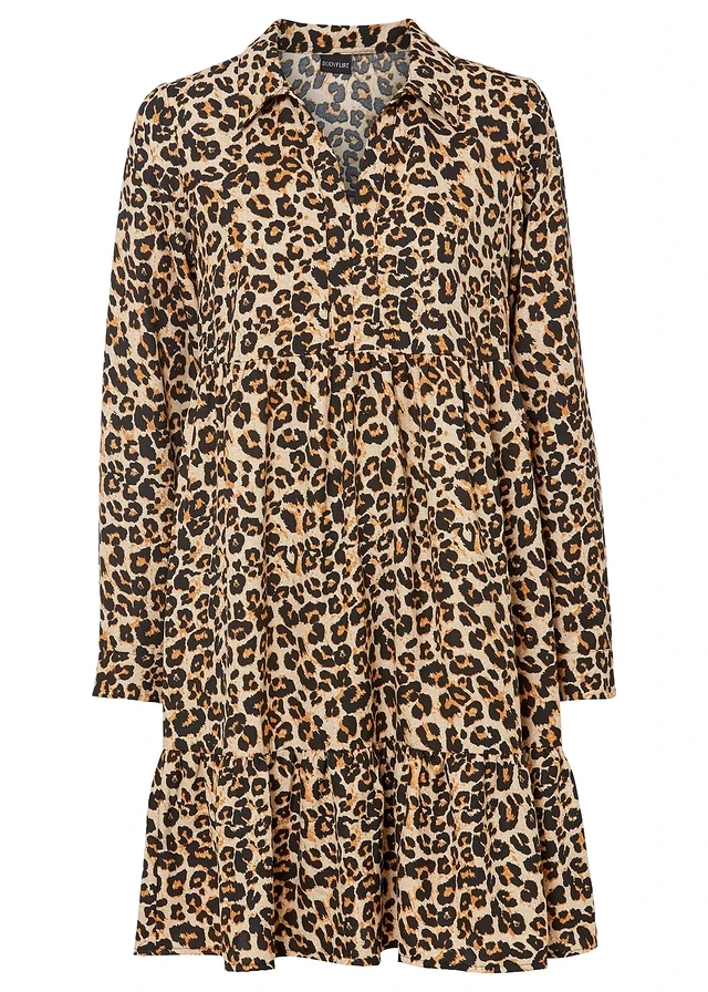 Robe-tunique, Couleur: beige craie/marron léopard