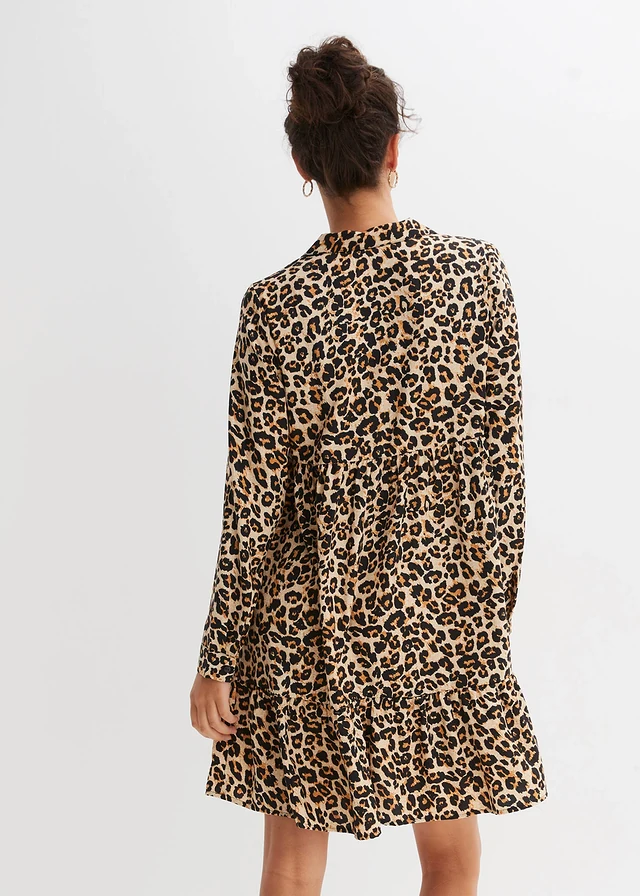 Robe-tunique, Couleur: beige craie/marron léopard