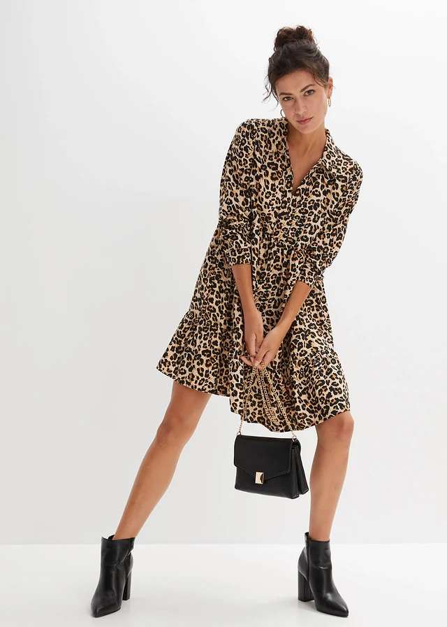 Robe-tunique, Couleur: beige craie/marron léopard