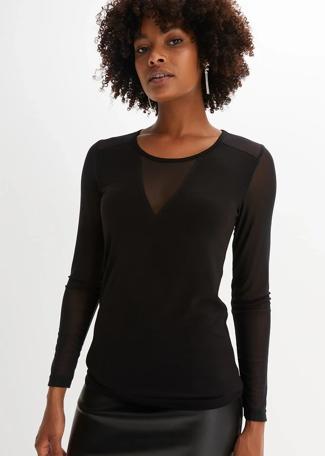 T-shirt manches longues en mesh • noir • product-page.page-title-suffix
