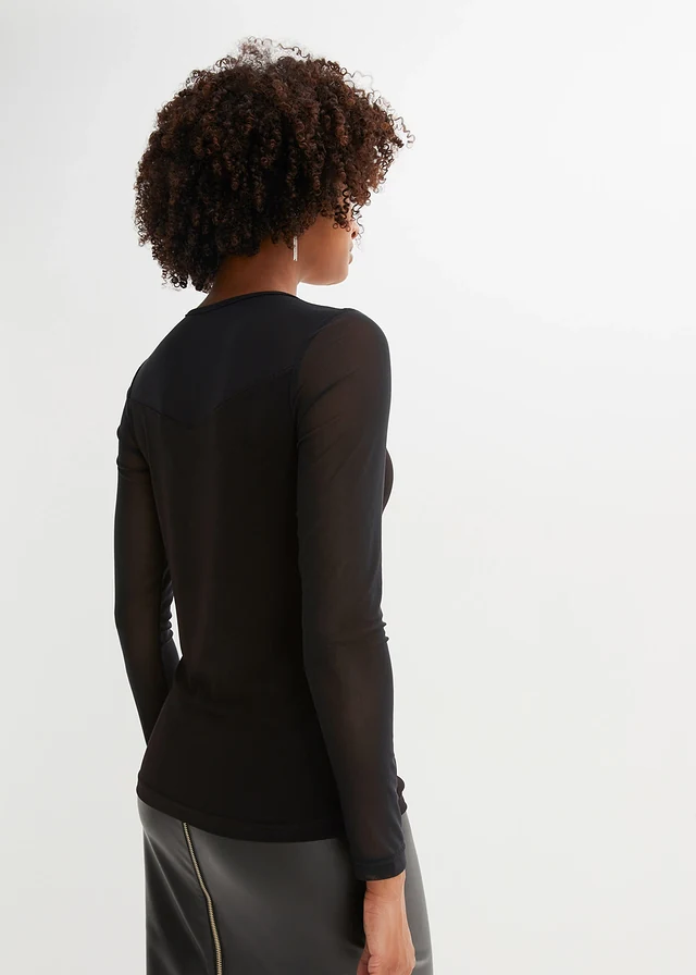 T-shirt manches longues en mesh • noir • product-page.page-title-suffix
