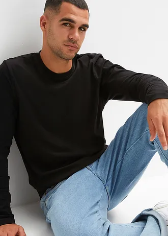Longsleeve met comfort fit (set van 2) • zwart+grijsgroen • bonprix online shop