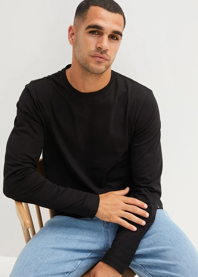 Lot de 2 T-shirts manches longues, regular • noir+gris vert • product-page.page-title-suffix