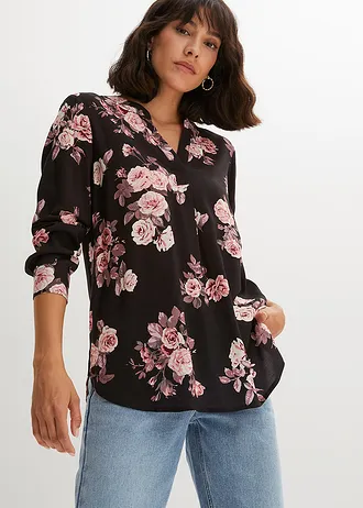 Blouse-tunique, Couleur: noir/rose clair floral